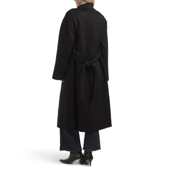THEORY Black Wool Blend Robe Coat - Picture 2 of 2